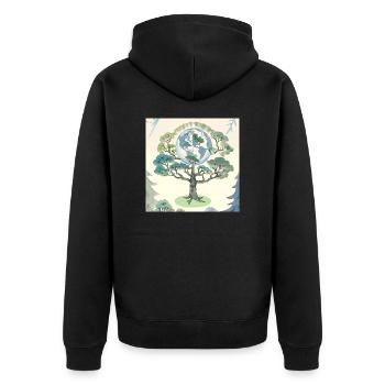 Der Baum der Erde - Umweltschutz - Unisex Premium Bio Zip Hoodie - Schwarz - Hinten - Nico (187cm)