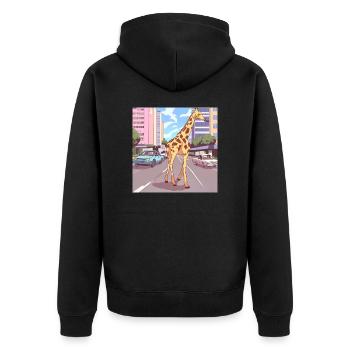 Stadtgiraffe - Unisex Premium Bio Zip Hoodie - Schwarz - Hinten - Nico (187cm)