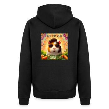 Meerschwein-Magic - Unisex Premium Bio Zip Hoodie - Schwarz - Hinten - Nico (187cm)