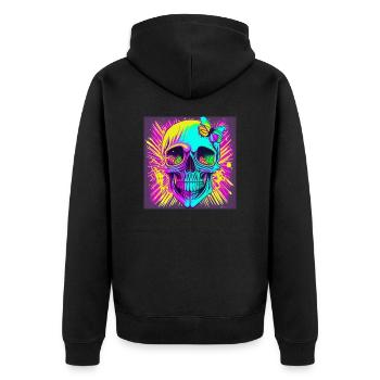 Skull - Unisex Premium Organic Zip Hoodie - black - Back - Nico (187cm)