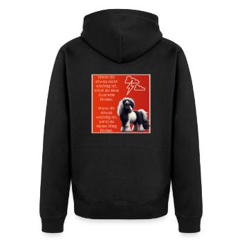 Donner Motto-Shirt - Unisex Premium Bio Zip Hoodie - Schwarz - Hinten - Nico (187cm)
