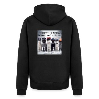 HOOF PATROL - Unisex Premium Bio Zip Hoodie - Schwarz - Hinten - Nico (187cm)