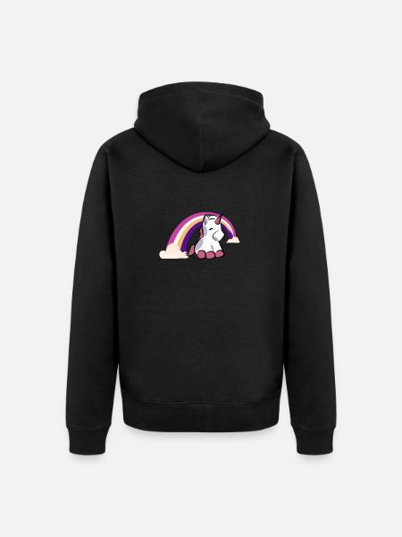 Einhorn & Regenbogen Design - Unisex Premium Bio Zip Hoodie - Schwarz