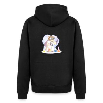 Kluger Eulen-Wissenschaftler: Experimente in Weish - Unisex Premium Bio Zip Hoodie - Schwarz - Hinten - Nico (187cm)