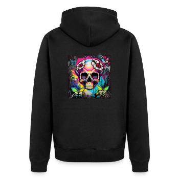Skull - Unisex Premium Organic Zip Hoodie - black - Back - Nico (187cm)