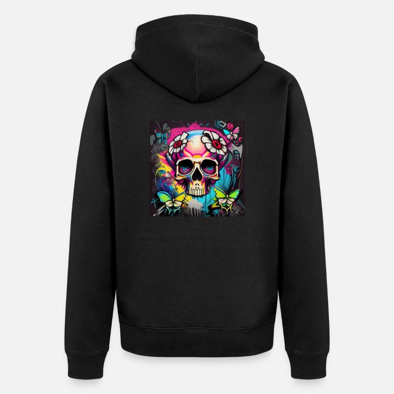 Schädel - Unisex Premium Bio Zip Hoodie - Schwarz
