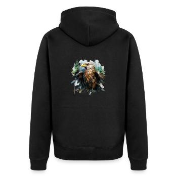 Adler - Unisex Premium Bio Zip Hoodie - Schwarz - Hinten - Nico (187cm)