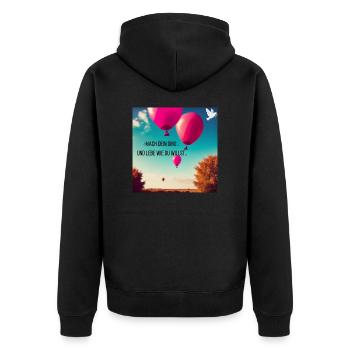 Luftballon Geschenkidee - Unisex Premium Bio Zip Hoodie - Schwarz - Hinten - Nico (187cm)