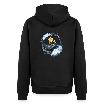 Rose - Unisex Premium Bio Zip Hoodie - Schwarz - Hinten - Nico (187cm)