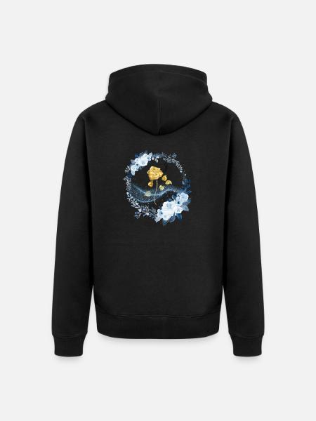 Rose - Unisex Premium Bio Zip Hoodie - Schwarz