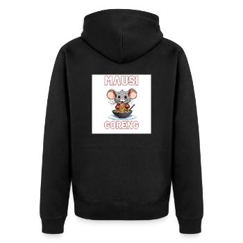 Mausi-Goreng - Unisex Premium Organic Zip Hoodie - black - Back - Nico (187cm)