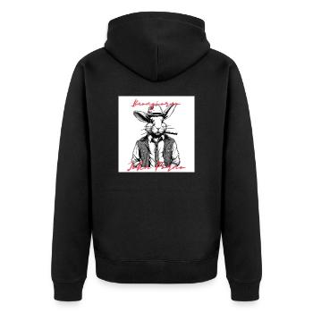 Hase John Porno - Unisex Premium Bio Zip Hoodie - Schwarz - Hinten - Nico (187cm)
