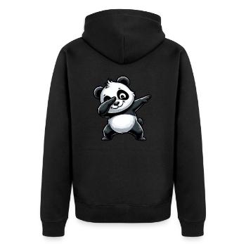 panda süß cartoon dab dabbing - Unisex Premium Bio Zip Hoodie - Schwarz - Hinten - Nico (187cm)