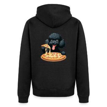Comic Poodle with Pizza - Unisex Premium Organic Zip Hoodie - black - Back - Nico (187cm)