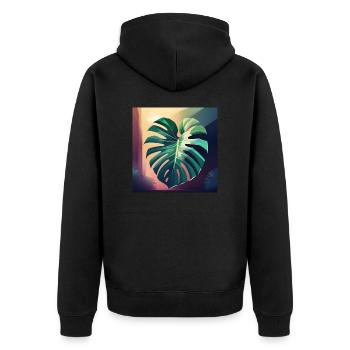 Monstera Leaf - Unisex Premium Bio Zip Hoodie - Schwarz - Hinten - Nico (187cm)