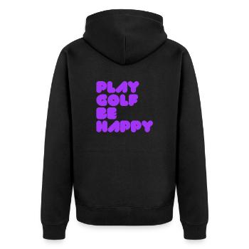 PLAY GOLF BE HAPPY - Unisex Premium Bio Zip Hoodie - Schwarz - Hinten - Nico (187cm)