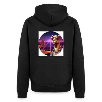 Cool camel - Unisex Premium Organic Zip Hoodie - black - Back - Nico (187cm)