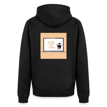 Reef Diver Design, Favorit, Cool - Unisex Premium Bio Zip Hoodie - Schwarz - Hinten - Nico (187cm)