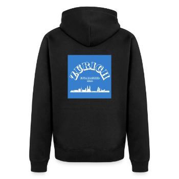 ZURICH - Unisex Premium Bio Zip Hoodie - Schwarz - Hinten - Nico (187cm)