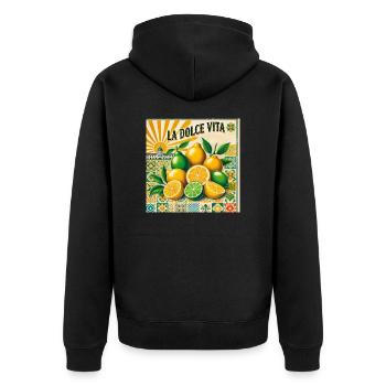 La Dolce Vita - Unisex Premium Bio Zip Hoodie - Schwarz - Hinten - Nico (187cm)