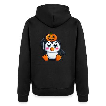 Mignon Halloween Pingouin Citrouille Dessin Animé Design - Veste à capuche bio Premium Unisexe - noir - Dos - Nico (187cm)