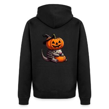 Cute Halloween Armadillo Witch Pumpkin - Unisex Premium Organic Zip Hoodie - black - Back - Nico (187cm)