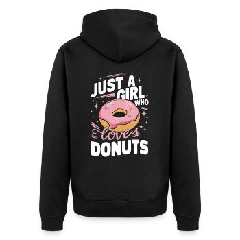 Donut Donuts Süßigkeiten Bagel - Unisex Premium Bio Zip Hoodie - Schwarz - Hinten - Nico (187cm)