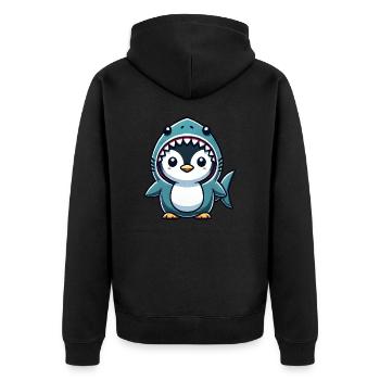 Penguin in Shark Costume Cute Disguise - Unisex Premium Organic Zip Hoodie - black - Back - Nico (187cm)