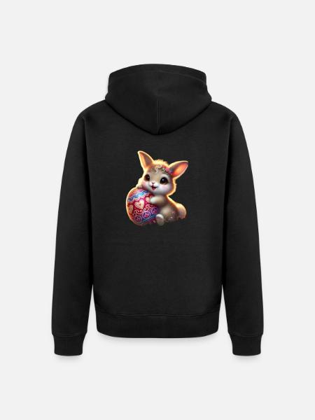 Easter bunny with egg - Unisex Premium Organic Zip Hoodie - black