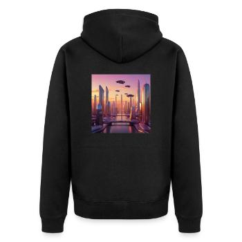 Kunst - Unisex Premium Bio Zip Hoodie - Schwarz - Hinten - Nico (187cm)