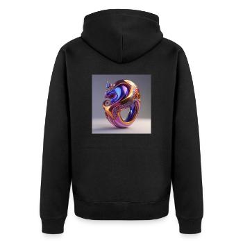 Kunst Ring - Unisex Premium Bio Zip Hoodie - Schwarz - Hinten - Nico (187cm)
