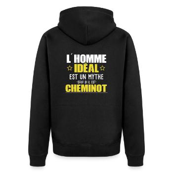 Cheminot - Train - Rail - Cadeau - Drôle - Mythe - Veste à capuche bio Premium Unisexe - noir - Dos - Nico (187cm)
