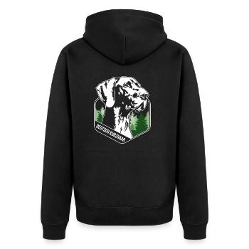 Deutsch Kurzhaar Jagdhunde Portait Hund Wilsigns - Unisex Premium Bio Zip Hoodie - Schwarz - Hinten - Nico (187cm)