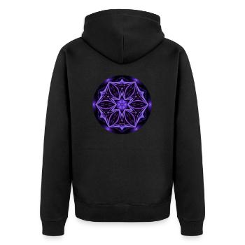 Mantra 3 - Unisex Premium Bio Zip Hoodie - Schwarz - Hinten - Nico (187cm)