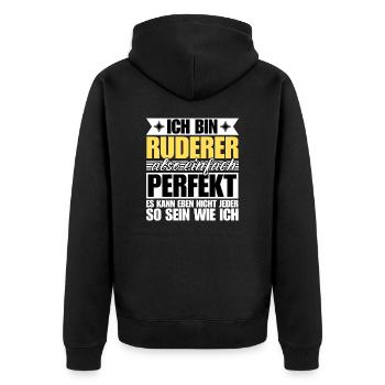 Perfekter Ruderer - Unisex Premium Bio Zip Hoodie - Schwarz - Hinten - Nico (187cm)