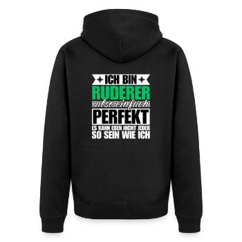 Perfekter Ruderer - Unisex Premium Bio Zip Hoodie - Schwarz - Hinten - Nico (187cm)