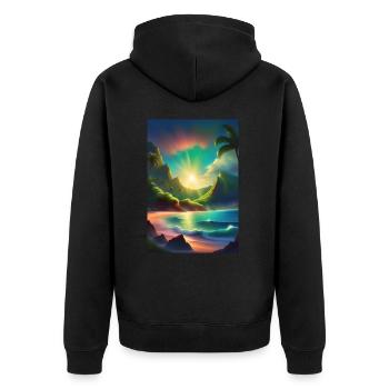 Lagon à Tahiti - Veste à capuche bio Premium Unisexe - noir - Dos - Nico (187cm)