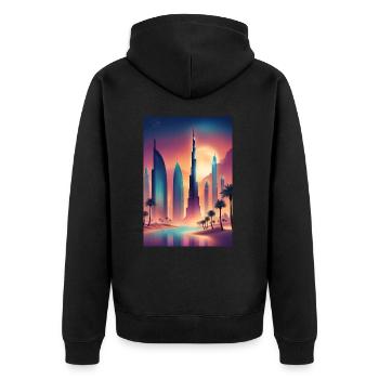 Buntes östliches Stadtbild - Unisex Premium Bio Zip Hoodie - Schwarz - Hinten - Nico (187cm)