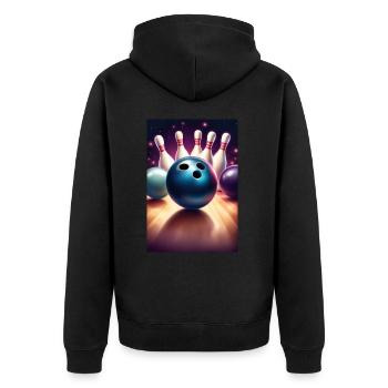 Design de t-shirt graphique de boule de bowling cool - Veste à capuche bio Premium Unisexe - noir - Dos - Nico (187cm)