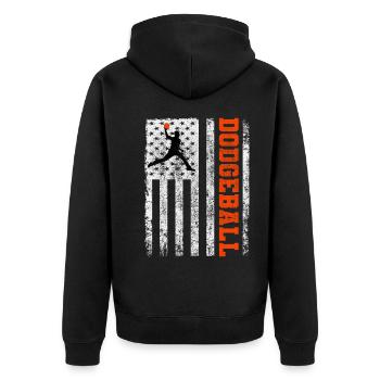 Amerikanische Flagge Völkerball Spieler Trainer Mannschaftssportarten - Unisex Premium Bio Zip Hoodie - Schwarz - Hinten - Nico (187cm)