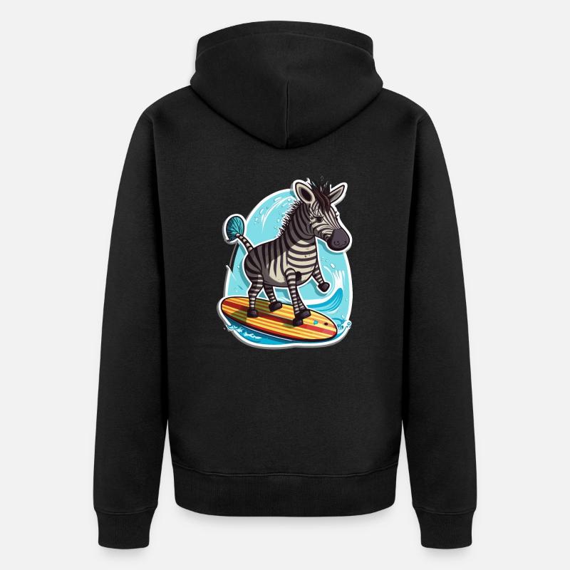 Zèbre de surf - Veste à capuche bio Premium Unisexe - noir