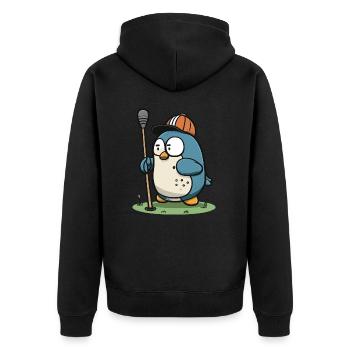 Golf Pro Pinguin - Unisex Premium Bio Zip Hoodie - Schwarz - Hinten - Nico (187cm)