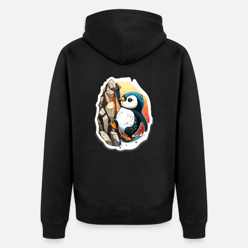 Pinguin-Klettern - Unisex Premium Bio Zip Hoodie - Schwarz