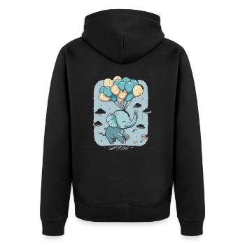 Les rêves prennent leur envol : un éléphant s’envole avec Ballo - Veste à capuche bio Premium Unisexe - noir - Dos - Nico (187cm)