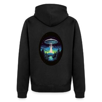 Aliens - Unisex Premium Bio Zip Hoodie - Schwarz - Hinten - Nico (187cm)
