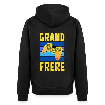 Futur Grand Frère Gamer - Veste à capuche bio Premium Unisexe - noir - Dos - Nico (187cm)
