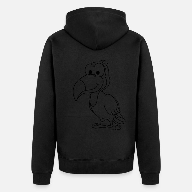 Tukan Comic Tier - Unisex Premium Bio Zip Hoodie - Schwarz