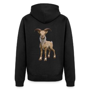 Realistische Markhor-Illustration - Unisex Premium Bio Zip Hoodie - Schwarz - Hinten - Nico (187cm)