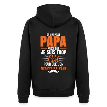 Papa Cadeaux Anniversaire Pour Papa - Veste à capuche bio Premium Unisexe - noir - Dos - Nico (187cm)