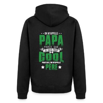 Drôle Fête Des Pères Papa - Veste à capuche bio Premium Unisexe - noir - Dos - Nico (187cm)